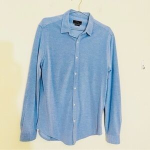 Zara Slim Fit Long Sleeve Button Front Shirt Men Size Large Blue